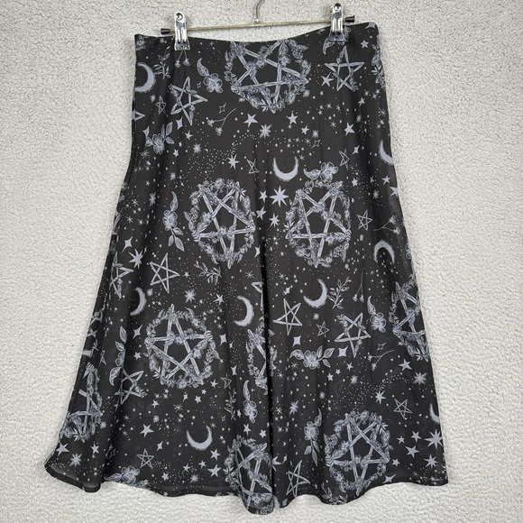 Killstar Dresses & Skirts - KILLSTAR‎ Skirt Womens S Black Luella Bias Midi Celestial Pentagram Goth Witchy
